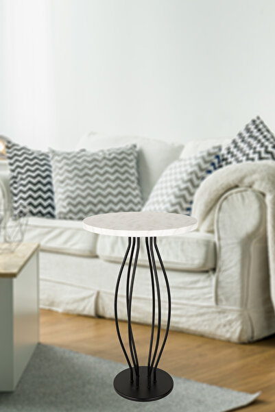 Begüsa Veluna Sehpa Siyah Mermer Ahşap