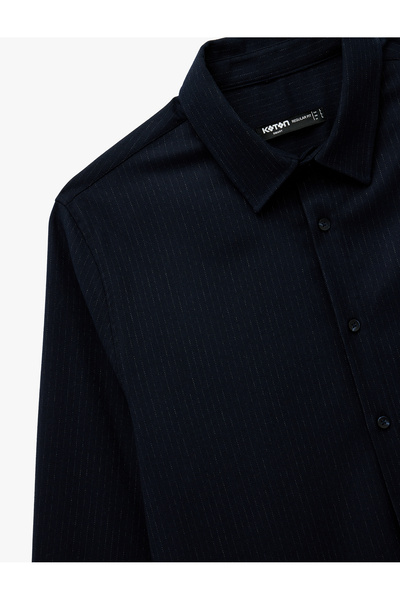 Koton Regular Fit Viscose Blend Classic Collar Long Sleeve Shirt