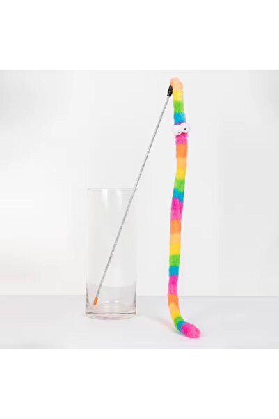 HESPERUS Pet Rainbow Tassel Cat Fishing Rod – Durable Plastic Handle Toy