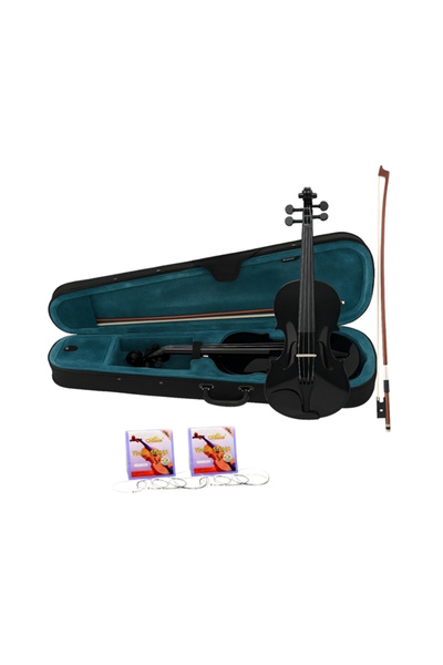 Depox Children's wooden classical violin set 1/8, two sets of strings and 1/8, DEPOX®, 43 cm, glossy black