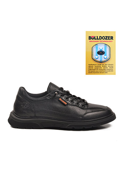 Bulldozer Black Floter Genuine Leather Vibrating Massage Supported Men's Casual Shoes 260043 m