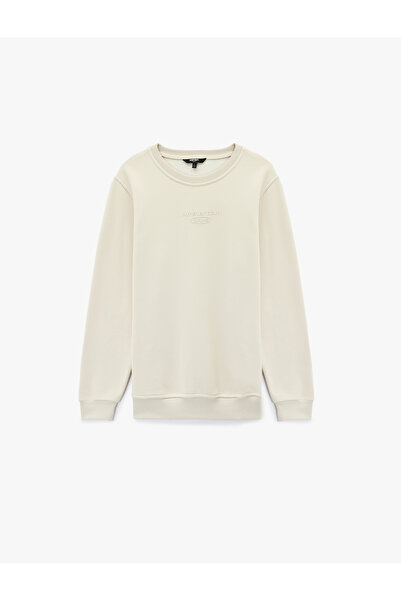 Koton Long Sleeve Crew Neck Embossed Printed Sweatshirt