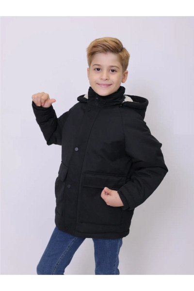 PIQUE Removable Hooded Plush Lined Children's Gabardine Coat - Can