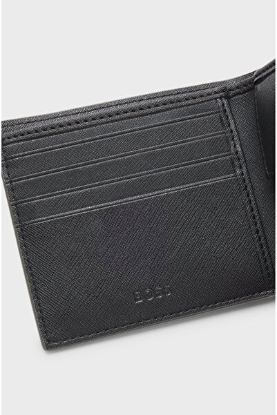 BOSS Men's Logo Patterned Leather Brown Card Holder 50552830-201