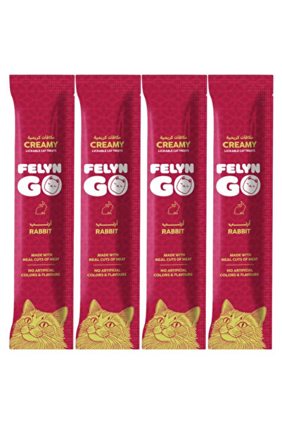 Felyn Go Creamy Rabbit Lickable Treats 4x15g – Grain-Free Hydrating Cat Snacks