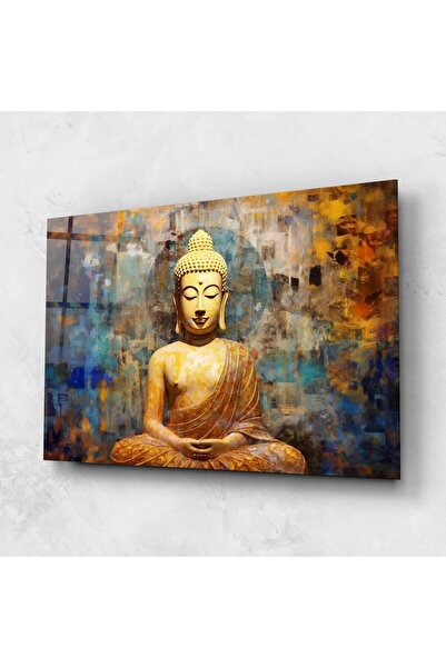Arthub Glass Painting, Bedroom and Living Room, Buddha, Buddha Blue Gold
