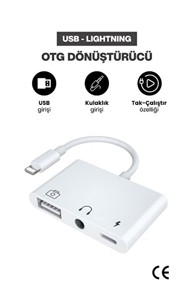Concord USB 2.0 Lightning OTG Dönüştürücü - iPhone Uyumlu Tak Çalıştır Adaptör
