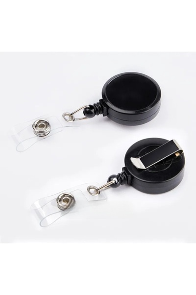 ÜNSA Anahtar Yoyo Round Neck Badge Holder with Rope Pull Black