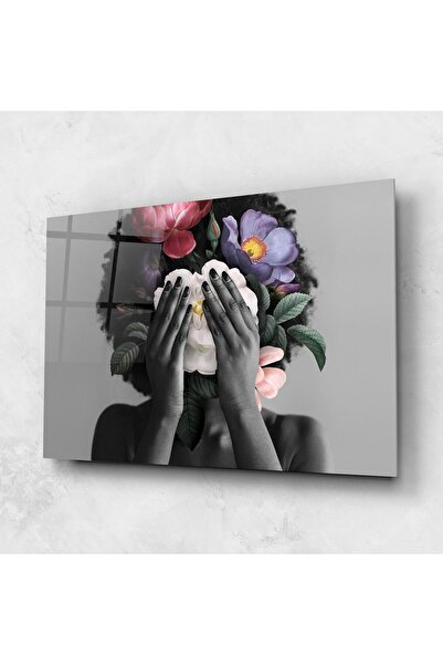 Arthub Tablou Sticla,Dormitor si Living, Femei Africane, African Flowers Woman