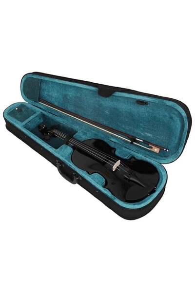 Depox Children's wooden classical violin set 1/8, two sets of strings and 1/8, DEPOX®, 43 cm, glossy black