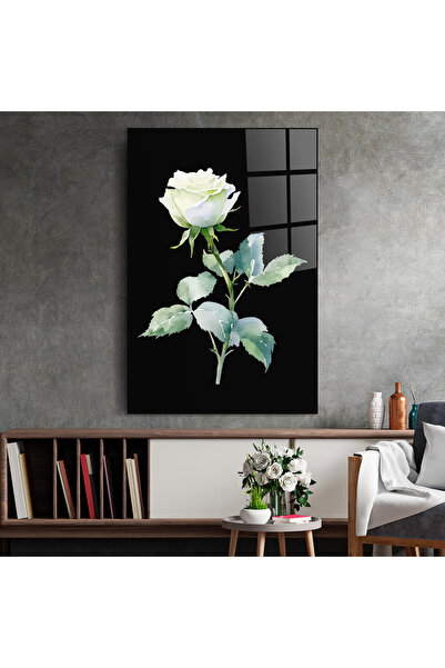 Arthub Glass Painting, Bedroom and Living Room, Roses, White Rose