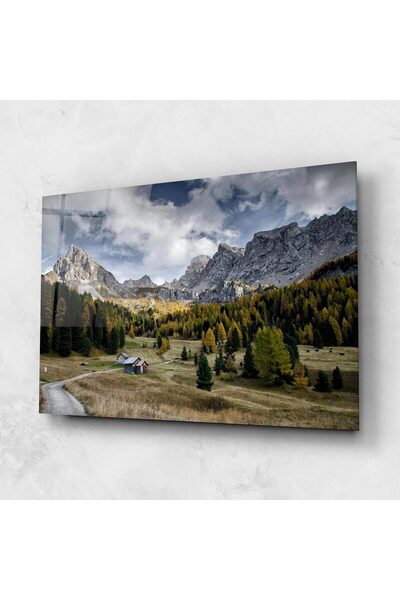 Arthub Glass Painting, Bedroom and Living Room, Mountains, Cloudy Mountains View