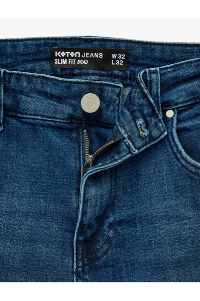 Koton Βαμβακερό τζιν παντελόνι με κανονική μέση λεπτή εφαρμογή - Brad Jean