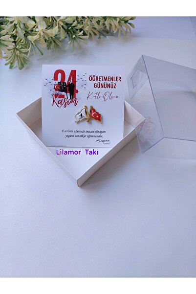 Lilamor Öğretmenler Günü Hediyesi Türk Bayraklı Atatürk Yaka Rozeti (kutulu)