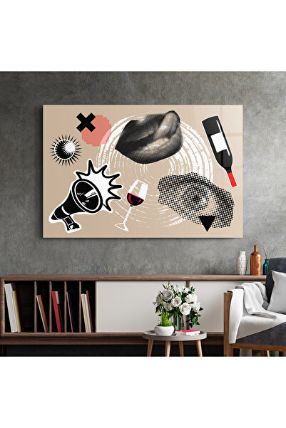 Arthub Glass Painting, Bedroom and Living Room, Collages, Lips Mouth Collage