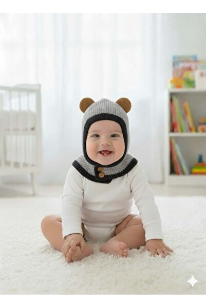 MİNİKO KİDS Ki̇tti̇ 25480-02 Buttoned Necklace Tricot Beanie