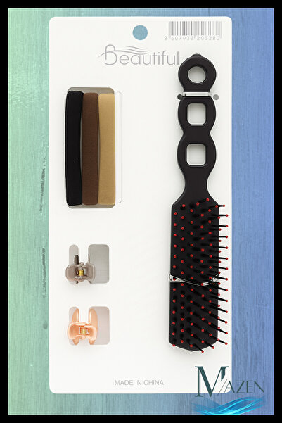 MAZEN Comb and Hair Accessory Set | Colorful Rubber Buckle + 2 Mini Latch Buckles | Women & Children Hair Care Set