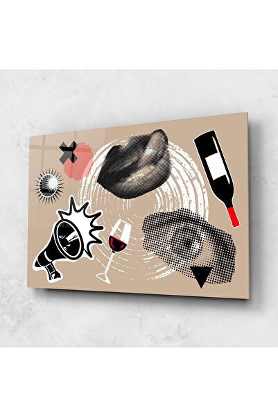 Arthub Glass Painting, Bedroom and Living Room, Collages, Lips Mouth Collage