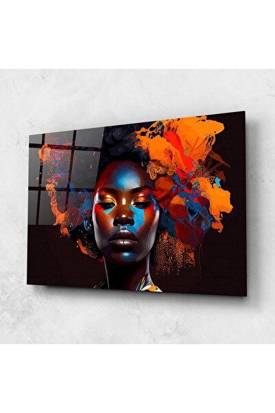 Arthub Tablou Sticla,Dormitor si Living, Femei Africane, Africat Yellow Hair