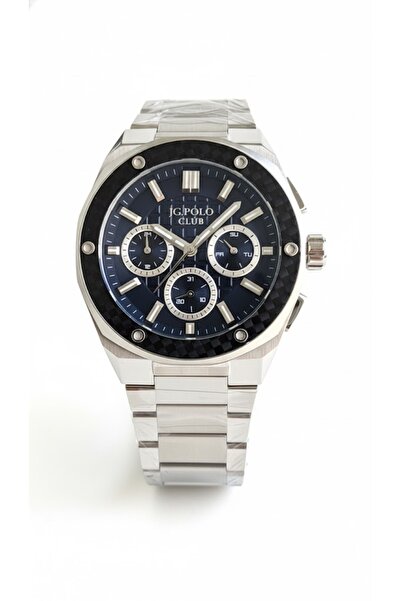 JG. Polo Club Men's Wristwatch Silver and Black Color, Blue Dial - Stylish Me...