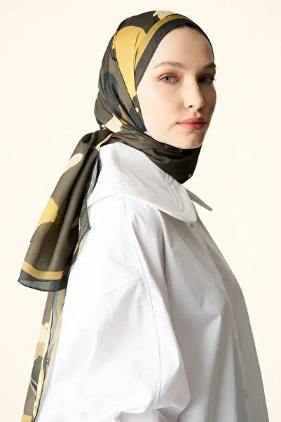 Madame Polo Liva Desenli Pamuk Dokulu Şal - Yeşil