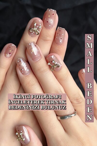 Easy Beauty Kedi Gözü SMALL Beden Kısa Küt 10 Adet Takma Tırnak Seti T061