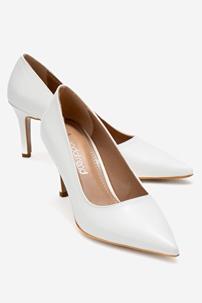 CCWAY AYAKKABI Women's Stiletto Shoes White Crinkled