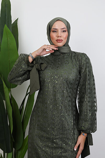 Lamia Giyim İnci Tesettür Abiye Haki