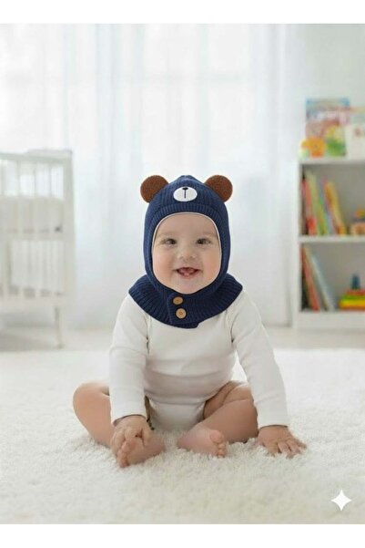 MİNİKO KİDS Ki̇tti̇ 25480-01 Buttoned Necklace Tricot Beanie