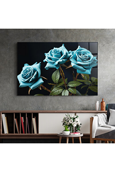 Arthub Glass Painting, Bedroom and Living Room, Roses, Blue Roses