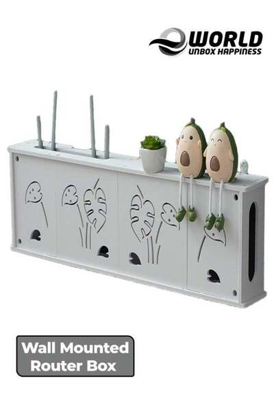 Eworld حامل جهاز توجيه أنيق مثبت على الحائط لجهاز توجيه Wi-Fi وجهاز فك التشفي...