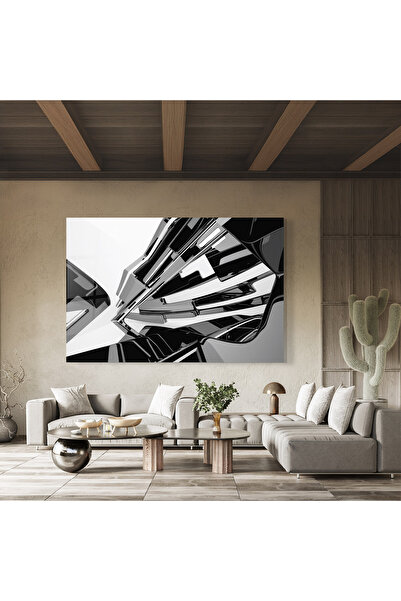 Arthub Glass Painting, Bedroom and Living Room, Black and White, Black Sculpture