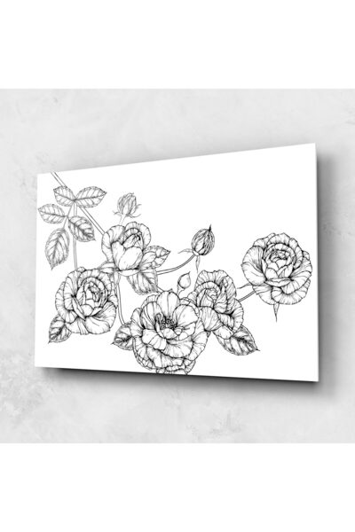 Arthub Tablou Sticla,Dormitor si Living, Flori Desenate, Big Roses Line