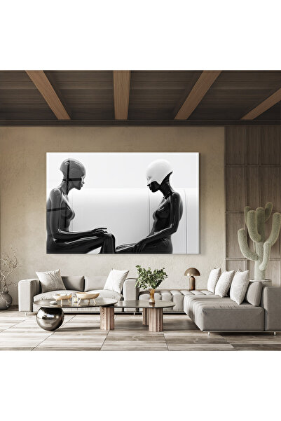 Arthub Glass Painting, Bedroom and Living Room, Black and White, Black Mannequin