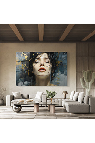 Arthub Tablou Sticla,Dormitor si Living, Porterete, Closed Eyes Woman