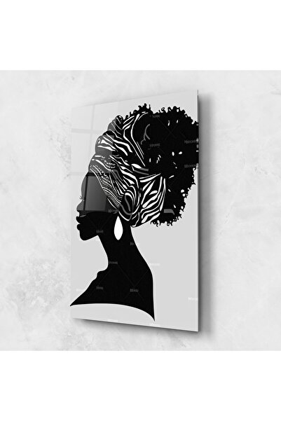 Arthub Tablou Sticla,Dormitor si Living, Siluete, Black Woman Silhouette