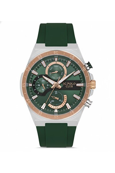 JG. Polo Club Men's Wristwatch Copper Color, Green Dial - Stylish Silicone Ba...