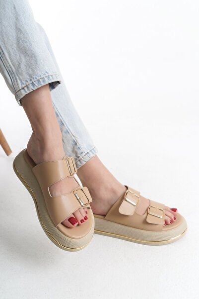 FEMME Leila Women's Daily Double Banded Buckle Poly Light Sole Slippers