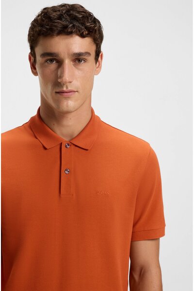 BOSS Men's Polo Neck Regular Fit Cotton Short Sleeve Orange Polo Neck T-Shirt 50468362-809