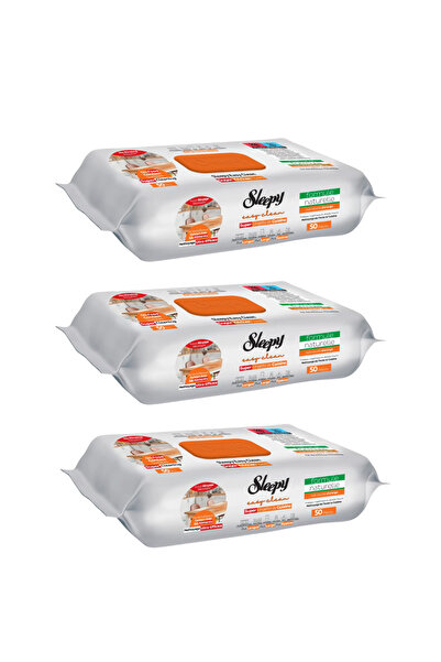 Sleepy PACHET PROMO - 3 x Șervețele umede de curățare bucătărie cu ulei de portocală, 50 Buc