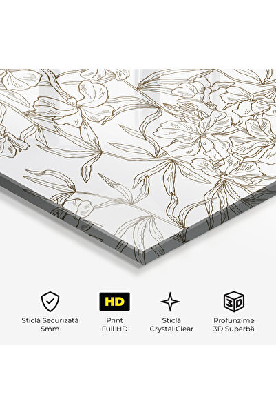 Arthub Glass Painting, Bedroom and Living Room, Drawn Flowers, Flower Brown Line