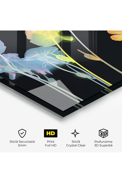 Arthub Glass Painting, Bedroom and Living Room, Poppies, Neon Poppy