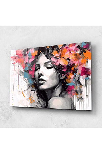 Arthub Tablou Sticla,Dormitor si Living, Porterete, Colorful Flower Portrait