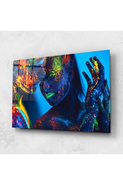 Arthub Tablou Sticla,Dormitor si Living, Culori Vibrante, Fluorescent Couple