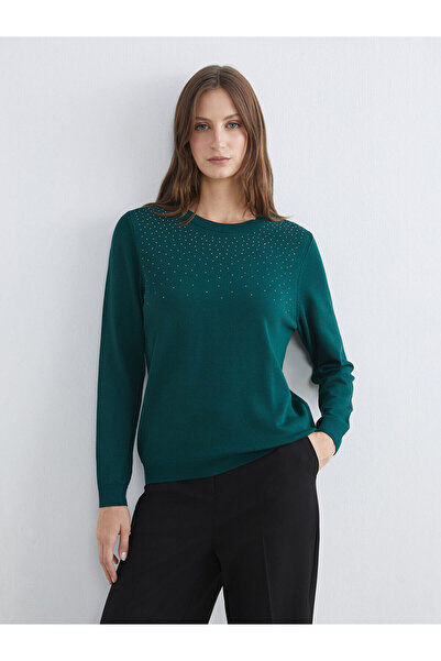 LC Waikiki Γυναικείο πλεκτό πουλόβερ LCWAIKIKI Classic Crew Neck Stoned