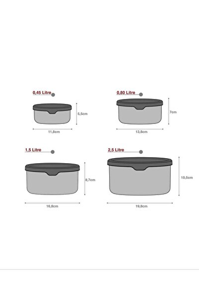 SUPERPUP Storage Container Round Set of 4 Soft Lid Gray Food Freezer Food Container