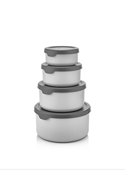 SUPERPUP Storage Container Round Set of 12 with Soft Lid Gray Food Freezer Food Container