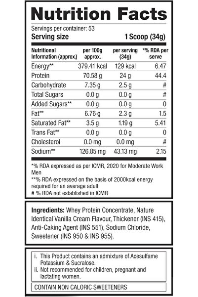 Labrada Nutrition 100% Whey Protein (Vanilla, 4.13 lbs/1875 g, 50 servings)