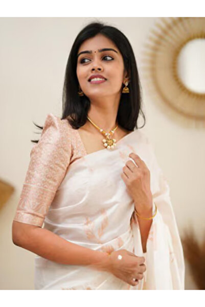 MYSMAR White Silk Saree - MAF2732 | White