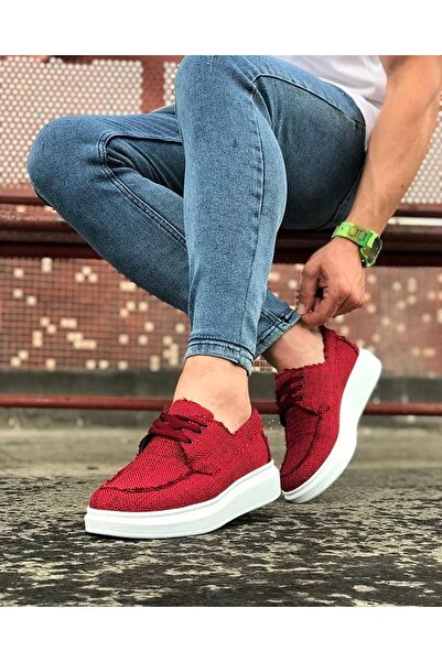 Lucy Shoes Yg503 Men's Casual Lace-Up Linen Classic Shoes Kbt - Burgundy